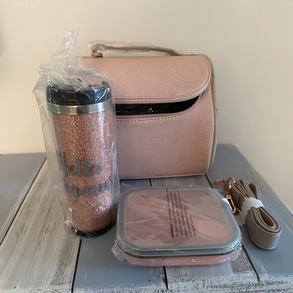 NWT Charming Charlie Insulated Lunch Bag  Drink Bottle Food Container Napkin etc - Picture 6 of 10